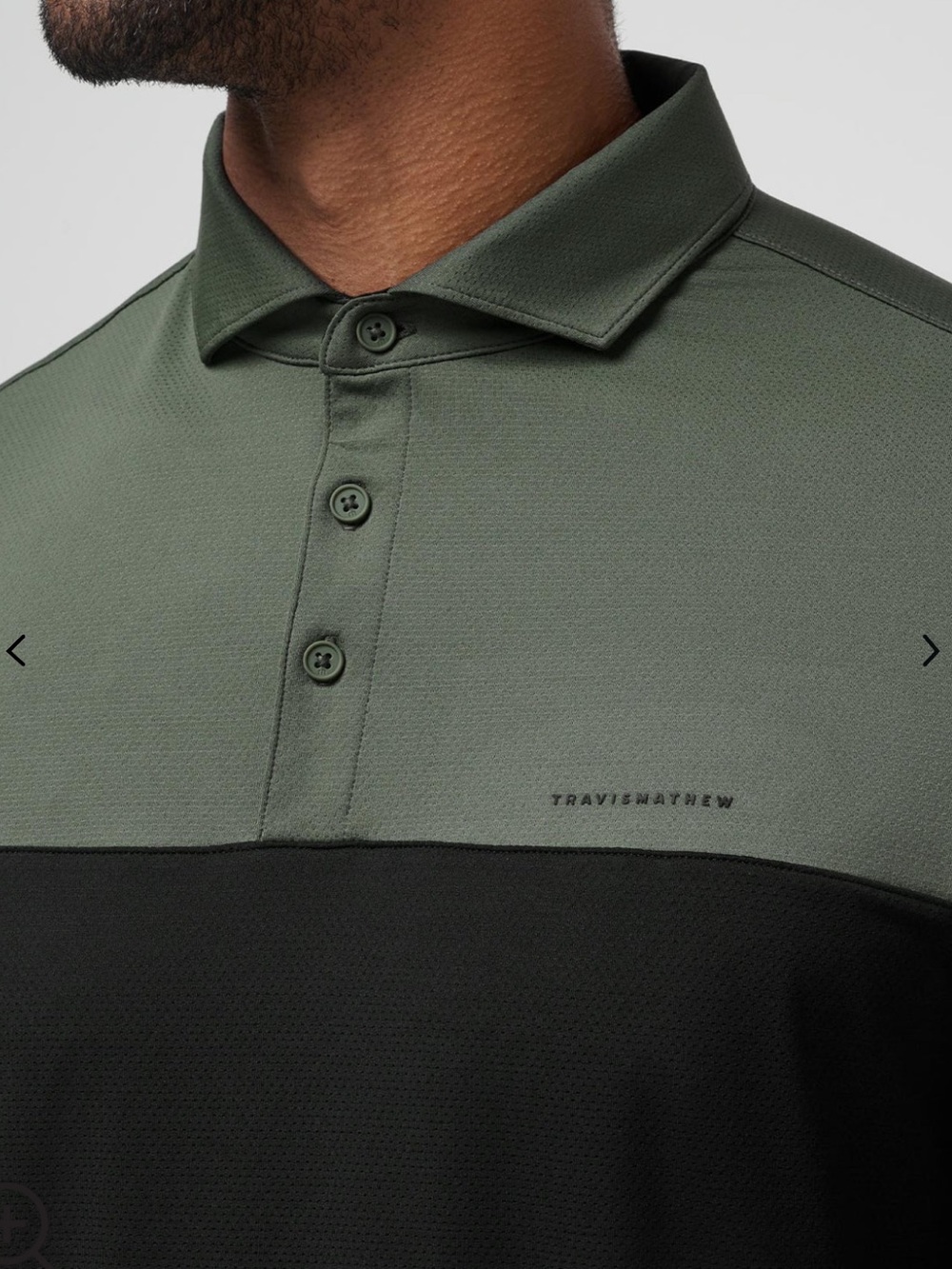 Travis Mathew Heater Pro Color Block Polo in Dark Olive - Picture 4 of 10